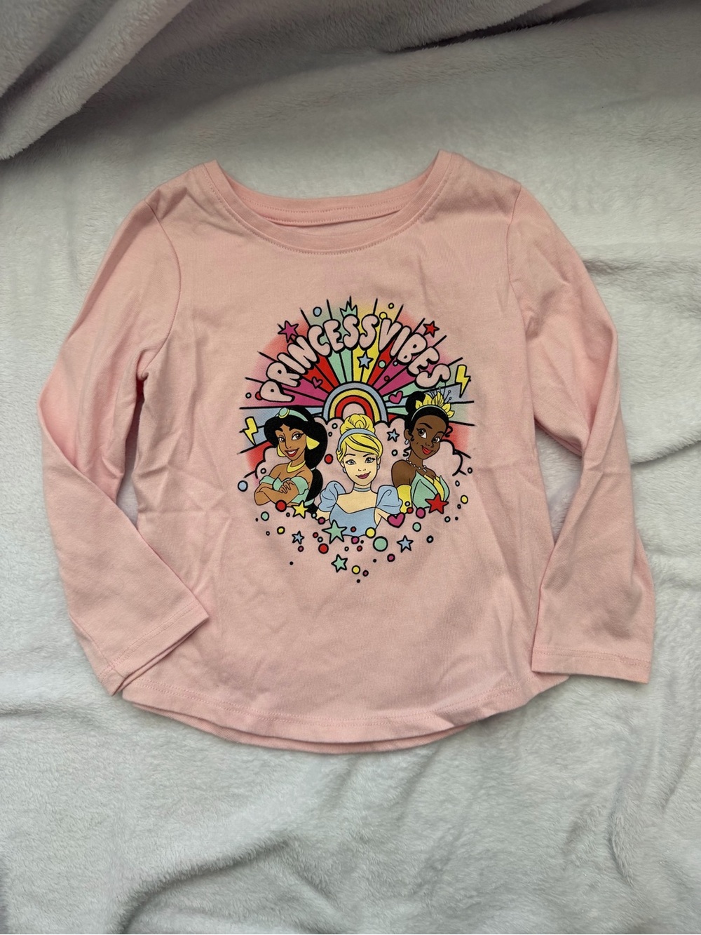Disney Girls' Pink 'Princess Vibes' Long Sleeve Graphic Tee